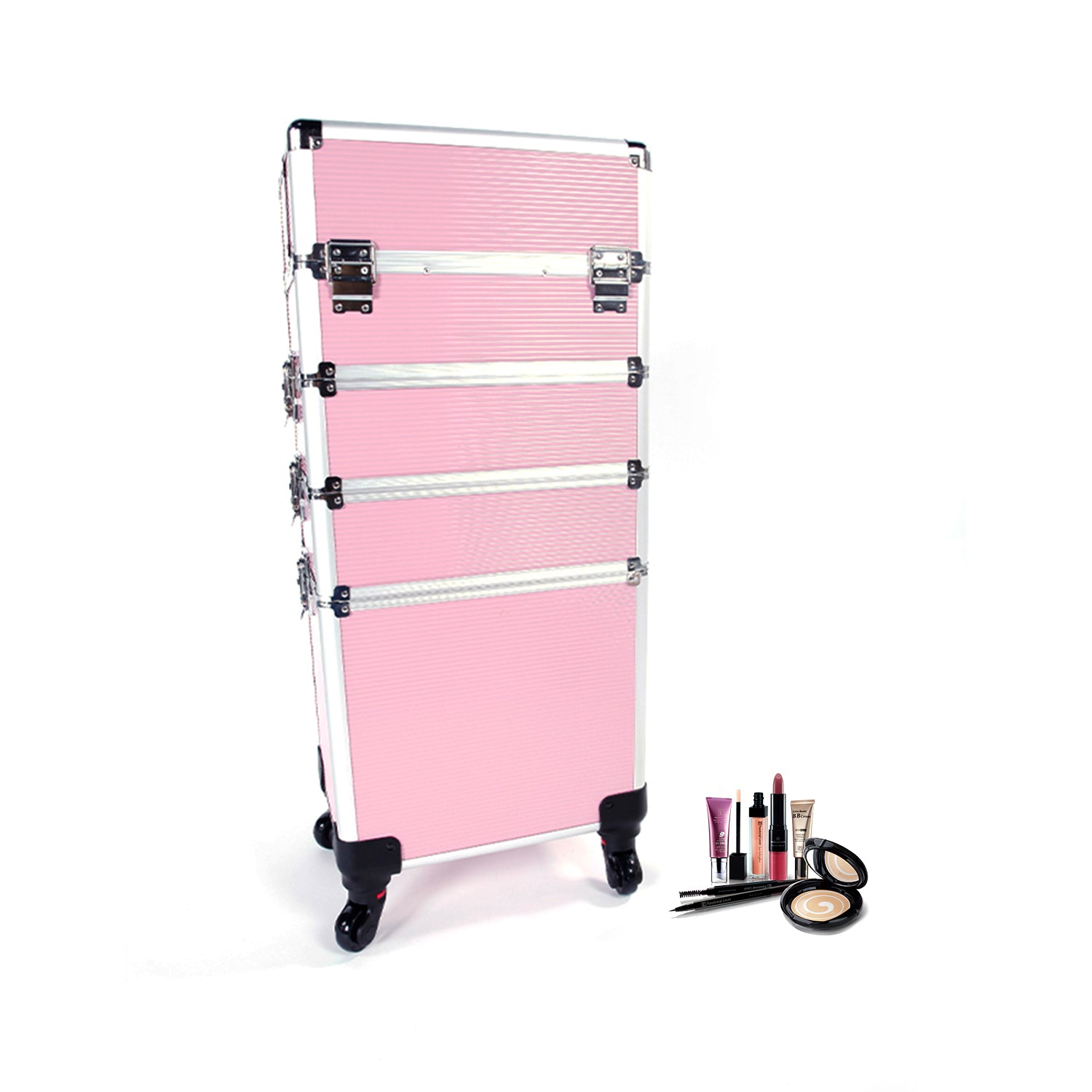 4-in-1 Aluminum Alloy, Trolley, Vanity Case, Embroidery Box