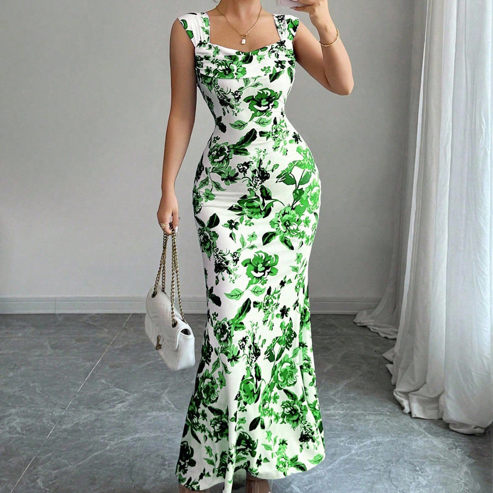 Sweet High Waist Printed Tie Dress