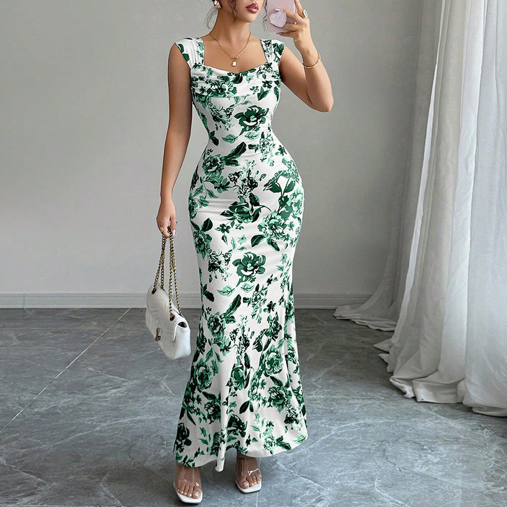 Sweet High Waist Printed Tie Dress