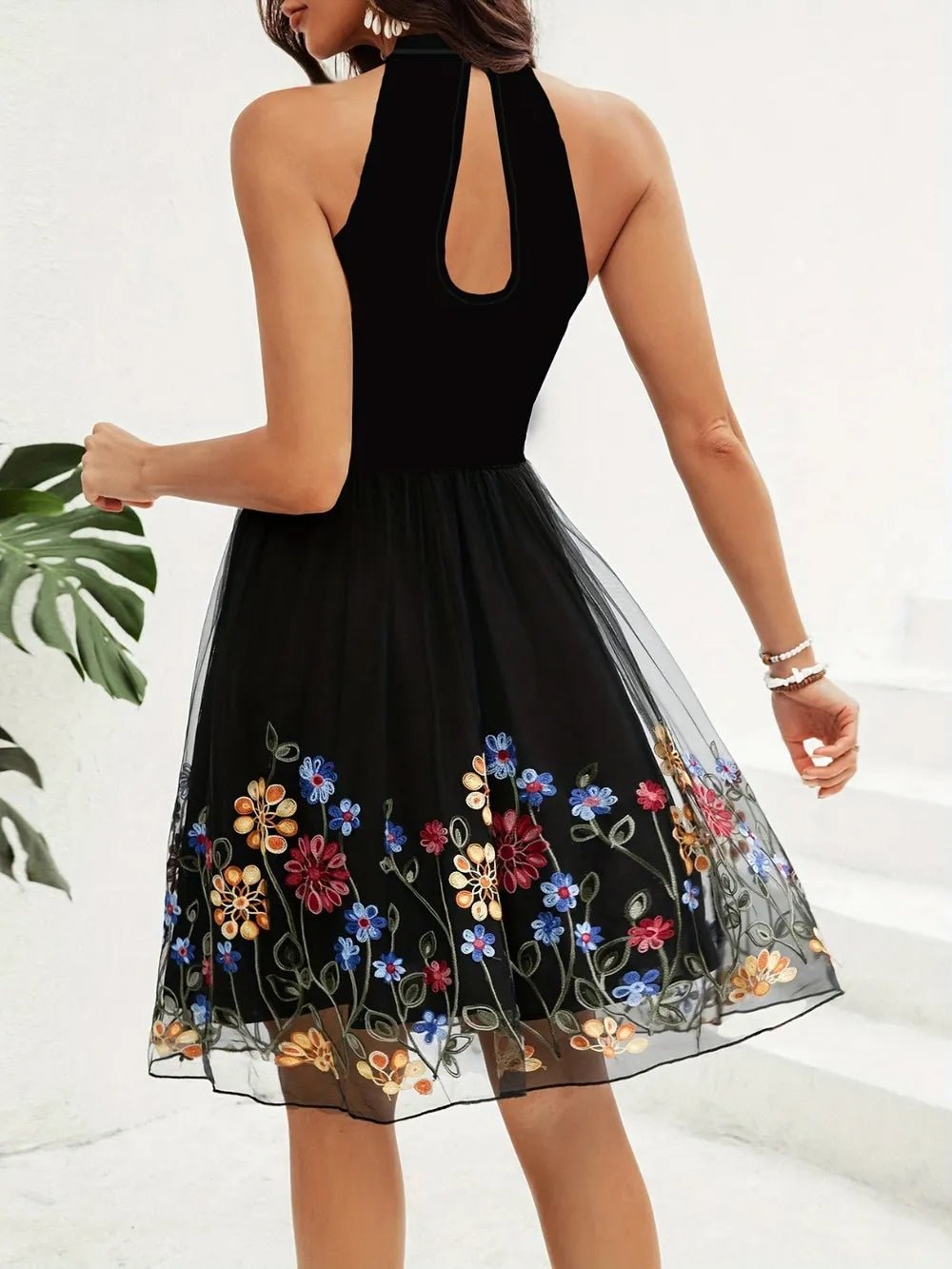 Cutout Grecian Neck Mini Dress - Golwina