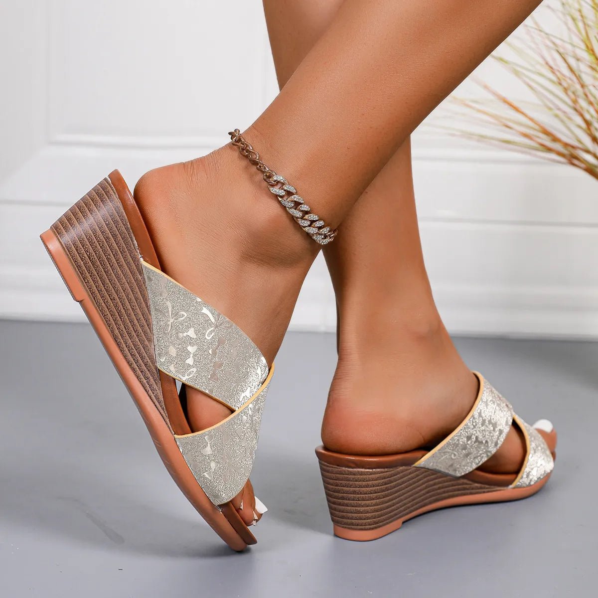 Open Toe Wedge Sandals - Golwina