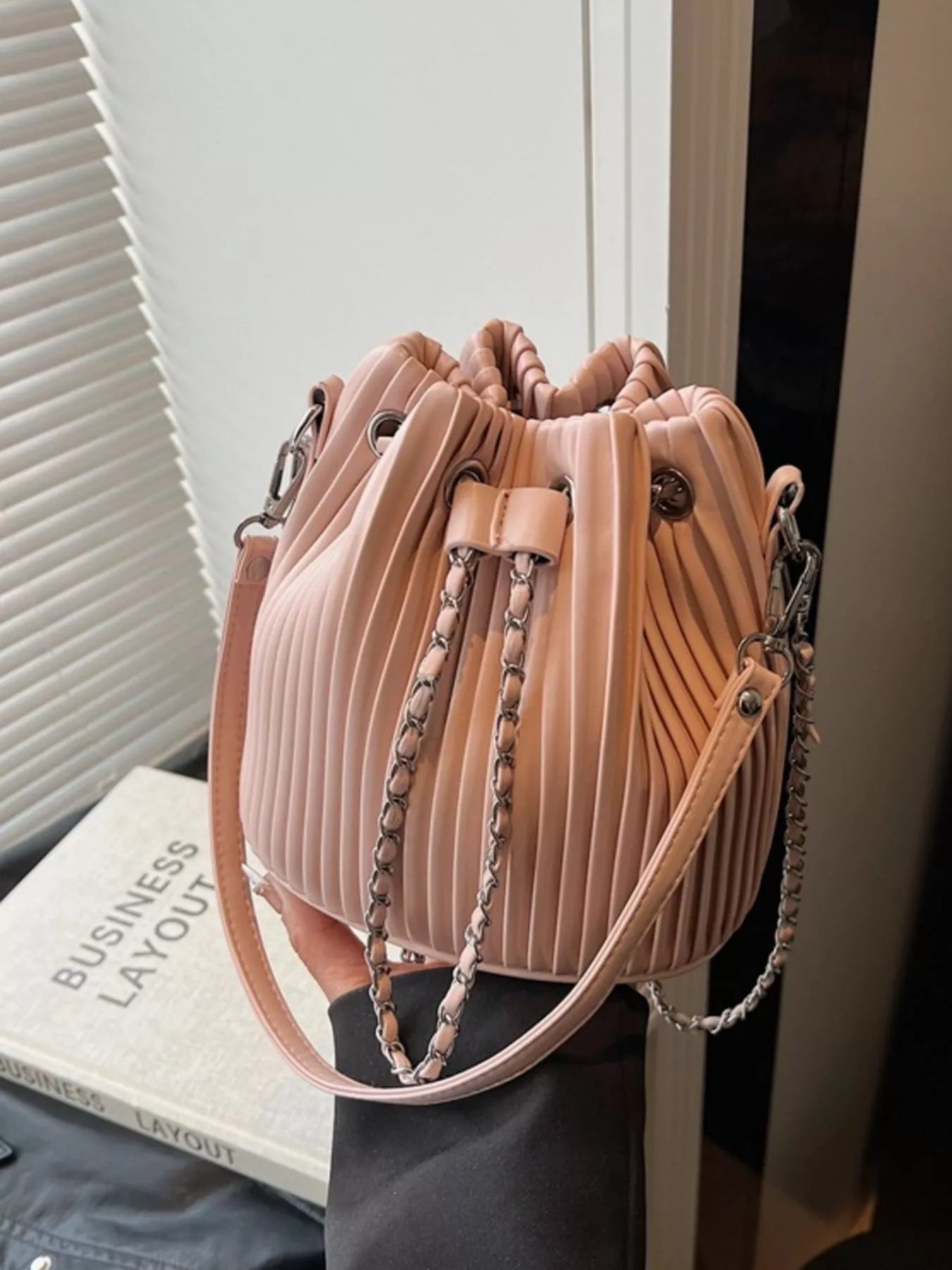 Pleated Bucket Crossbody Bag - Golwina